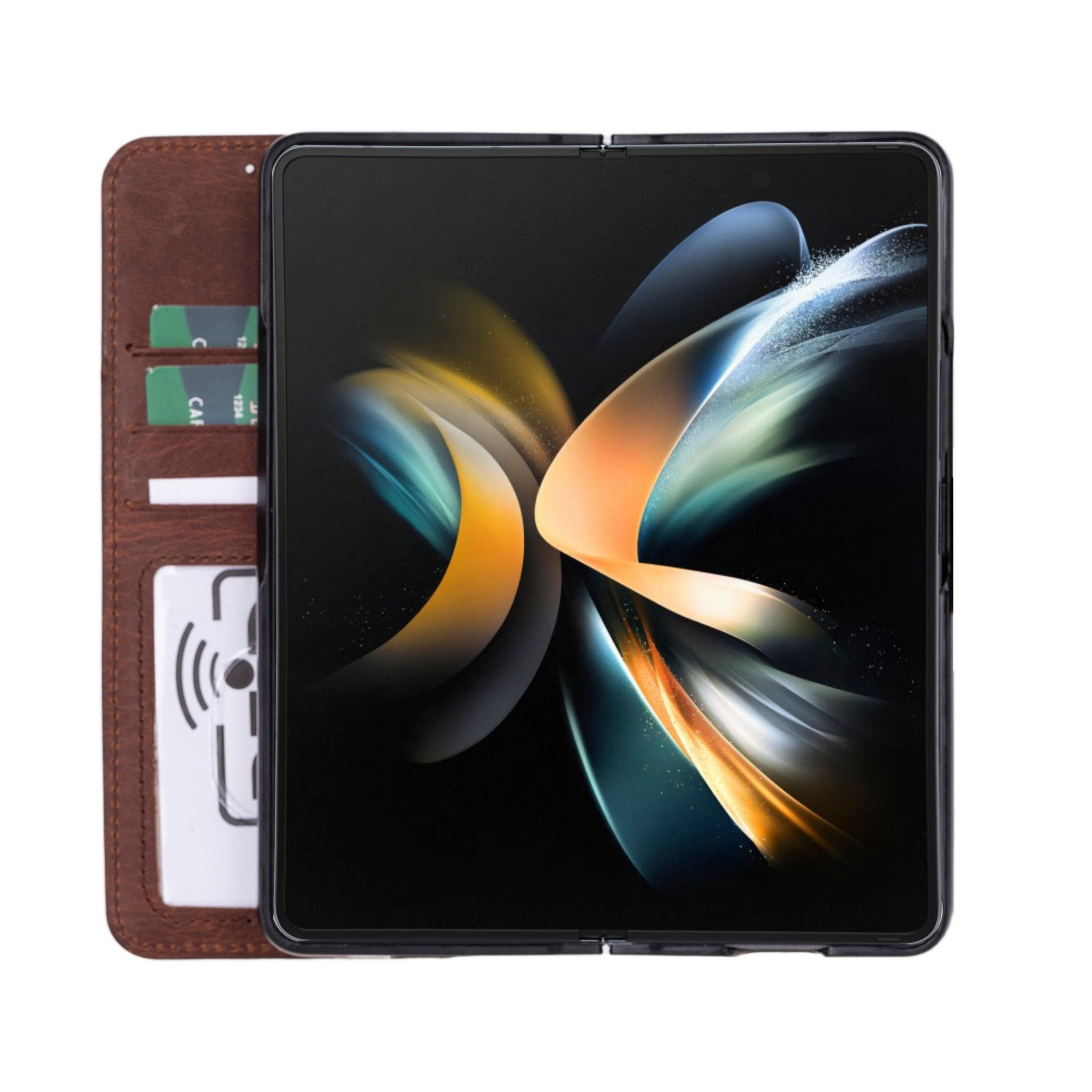 Wallet ID Google Pixel 10 Pro Fold Leather Folio Case Saddle Brown Bouletta