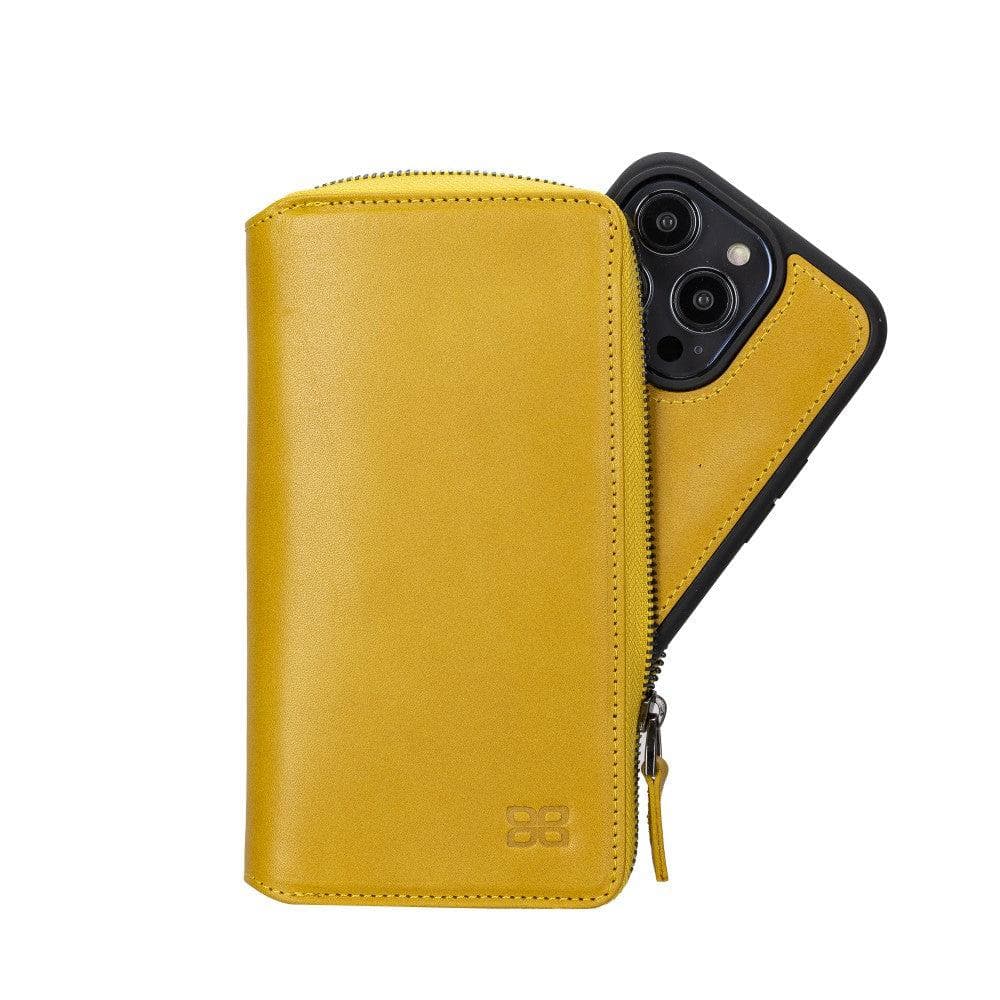 Yellow Leather Magnetic Wallet Case for iPhone 14 PRO (6.1