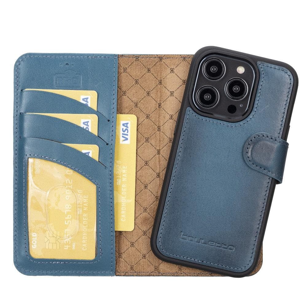 Bouletta Ltd Apple iPhone 14 Series Detachable and Zipper Leather Wallet Case - PMW, iPhone 14 / Blue / Leather