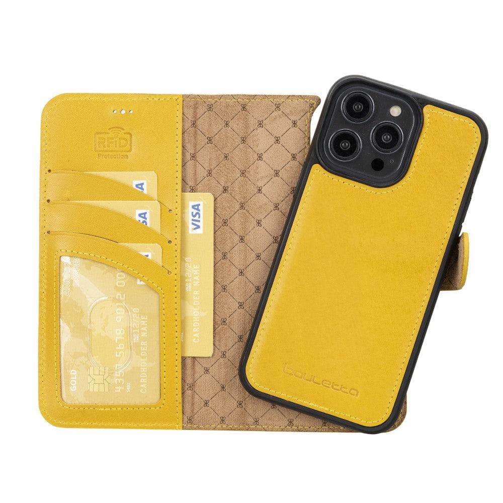 Bouletta Ltd Apple iPhone 14 Series Detachable and Zipper Leather Wallet Case - PMW, iPhone 14 Pro / Tan / Leather