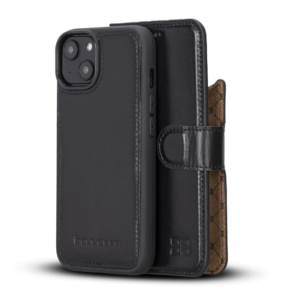 Apple iPhone 14 Series Detachable Leather Wallet Case Darker Color - MW iPhone 14 Plus / Black Bouletta LTD