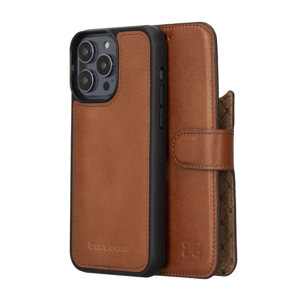 Apple iPhone 14 Series Detachable Leather Wallet Case Darker Color - MW iPhone 14 Pro Max / Maroon / Leather Bouletta LTD