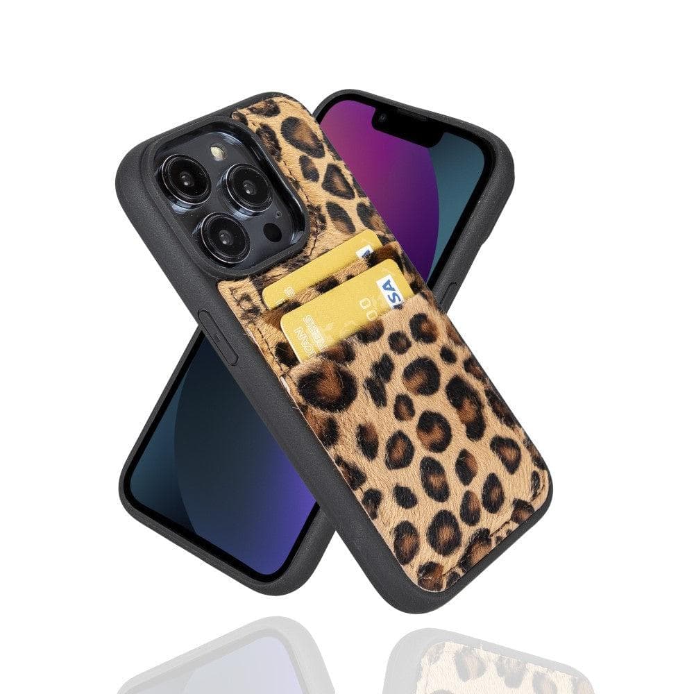Apple iPhone 14 Series Leather Back Cover with Card Holder iPhone 14 Pro Max / Leopard Bouletta LTD