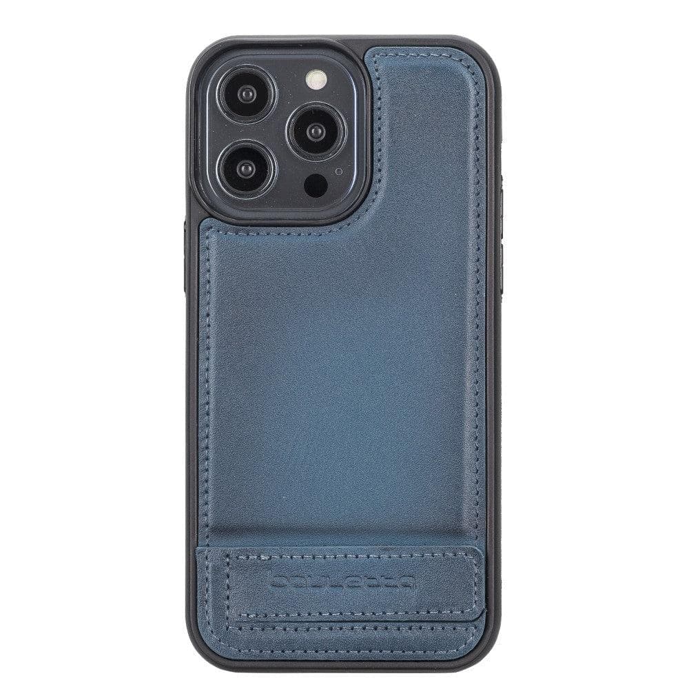 Apple iPhone 14 Series Leather Back Cover with Stand iPhone 14 Pro Max / Blue Bouletta LTD