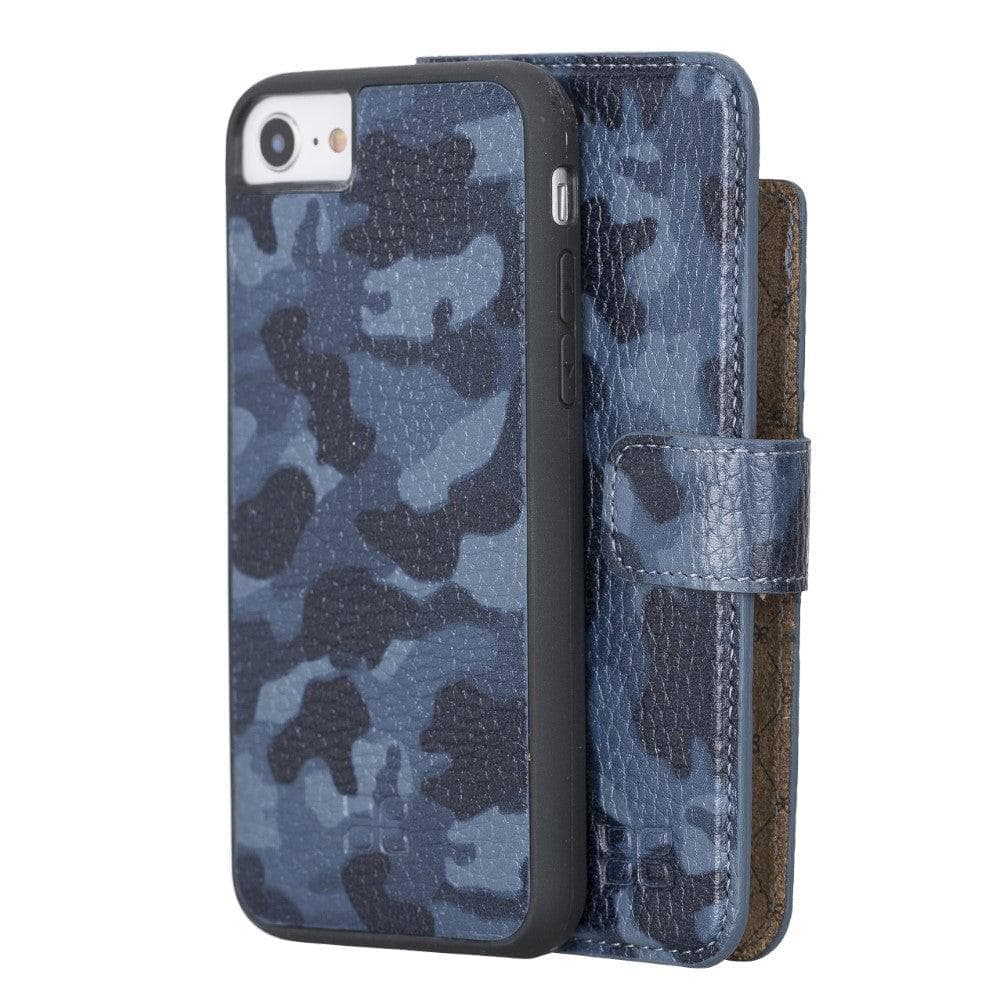 Apple iPhone 8 Series Detachable Leather Wallet Case - MW iPhone 8 / Camouflage Blue Bouletta LTD