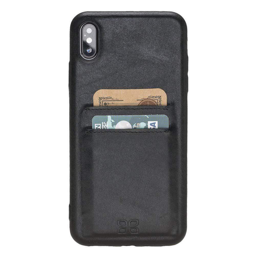 Apple iPhone X Series Leather Ultra Cover with Credit Card Slots iPhone XS Max / Rustic Black / Leather Bouletta