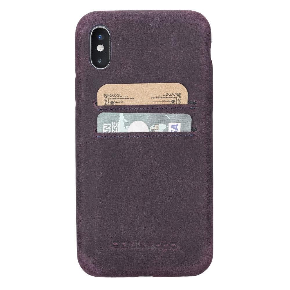 Apple iPhone X Series Leather Ultra Cover with Credit Card Slots iPhone X/XS / Antic Purple / Leather Bouletta