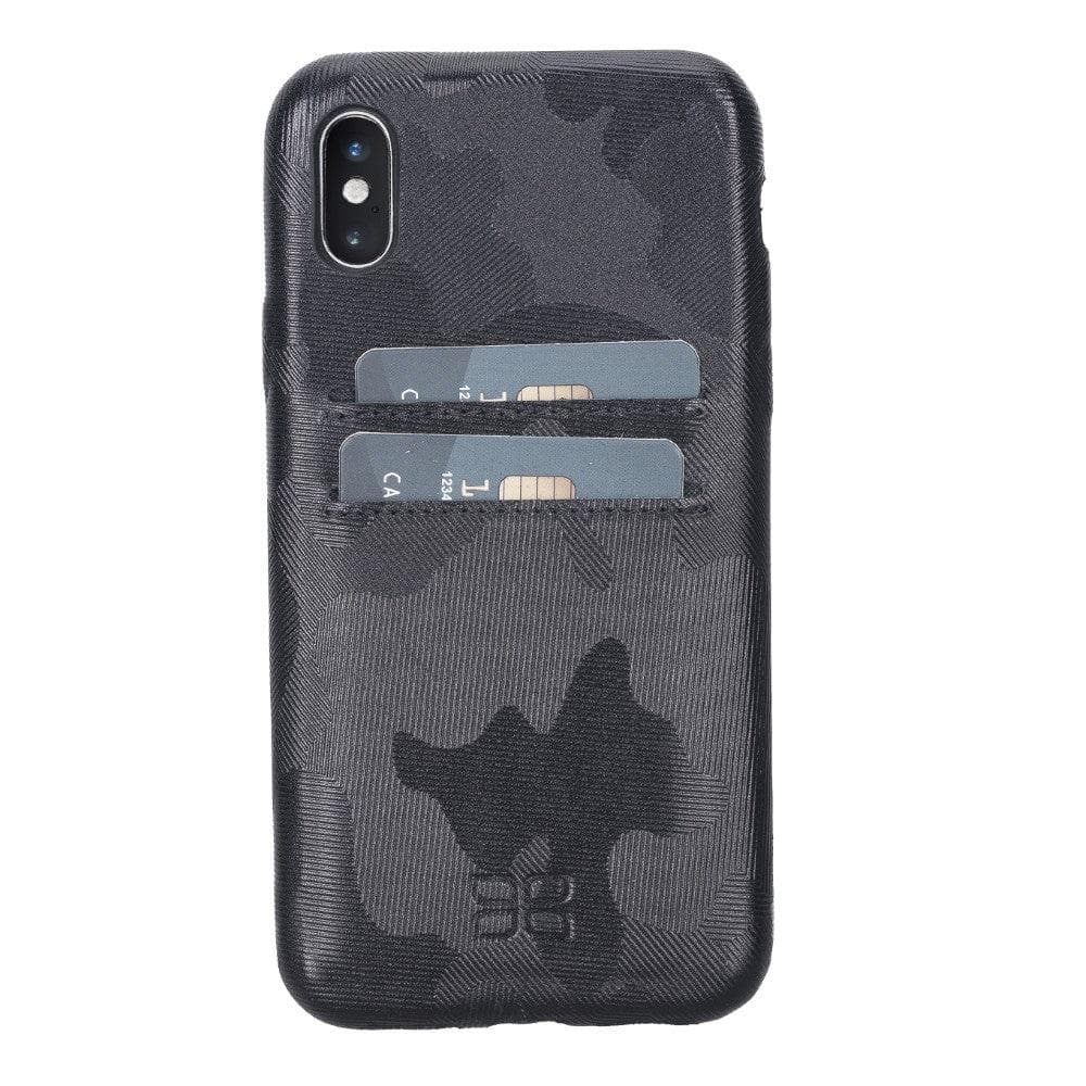 Apple iPhone X Series Leather Ultra Cover with Credit Card Slots iPhone X/XS / Camouflage Black / Leather Bouletta