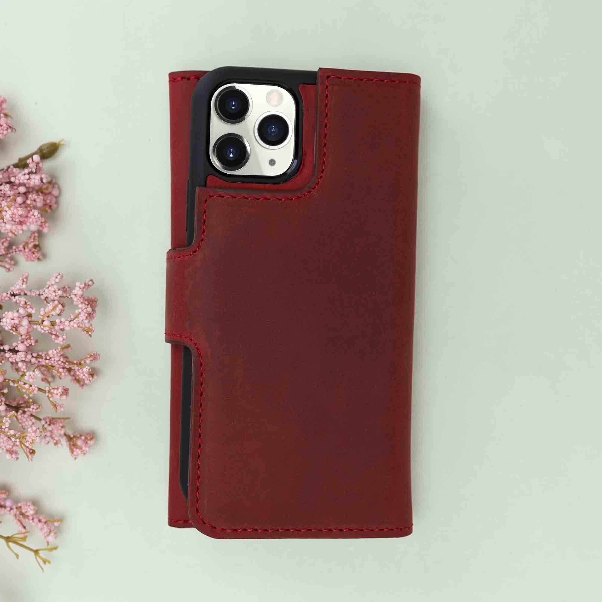 B2B - Apple Iphone 11 Pro Max Leather SANTA Wallet Case RED00 Bouletta B2B