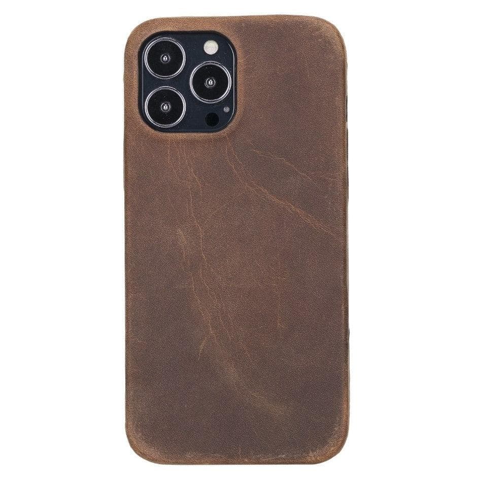 B2B - Apple iPhone IP13 Series Leather Case / RC - Rock Cover iPhone 13 Pro Max 6.7" / Antic Brown Bouletta B2B