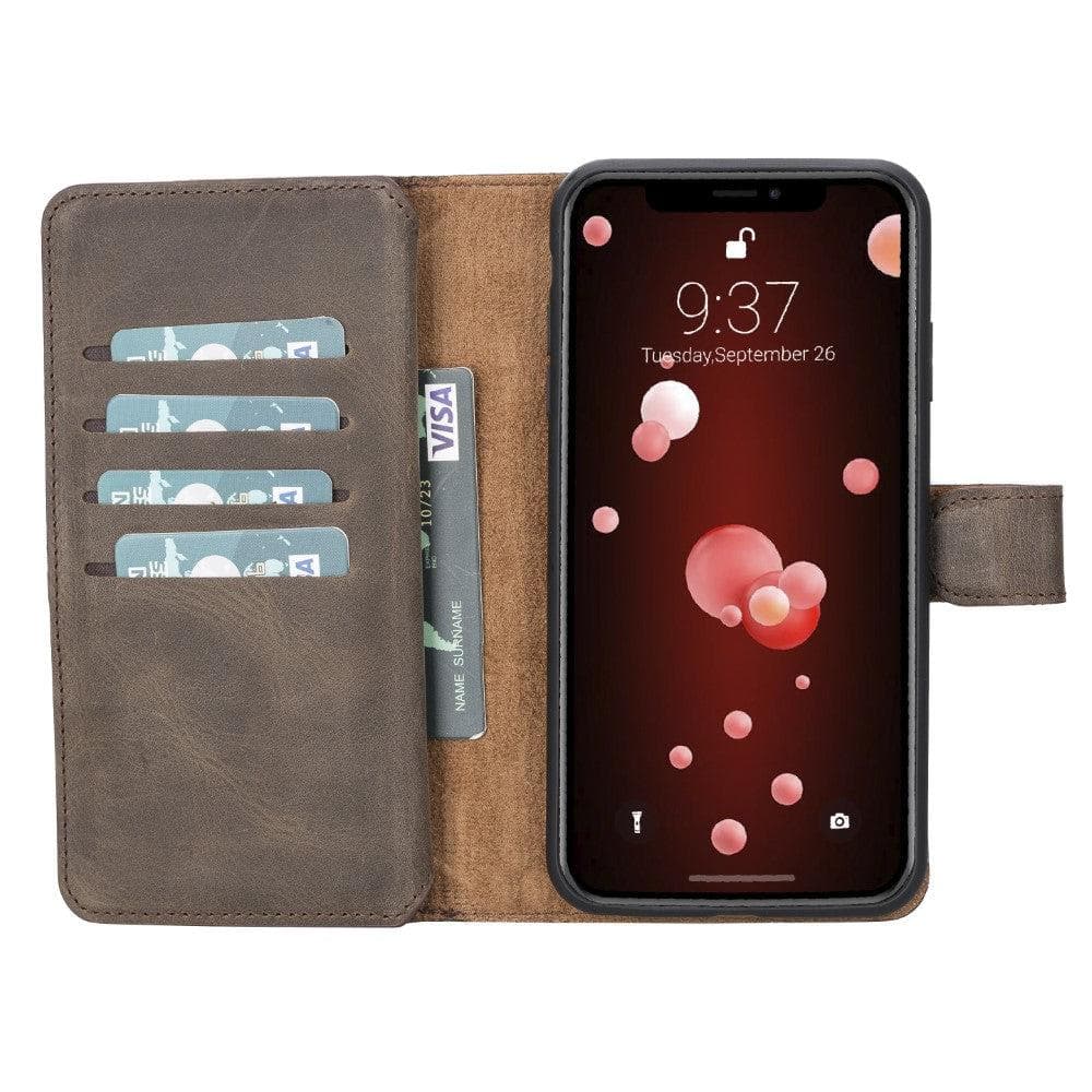 B2B- Apple iPhone X Series Detachble Double Leather Wallet Case / DMW Bouletta