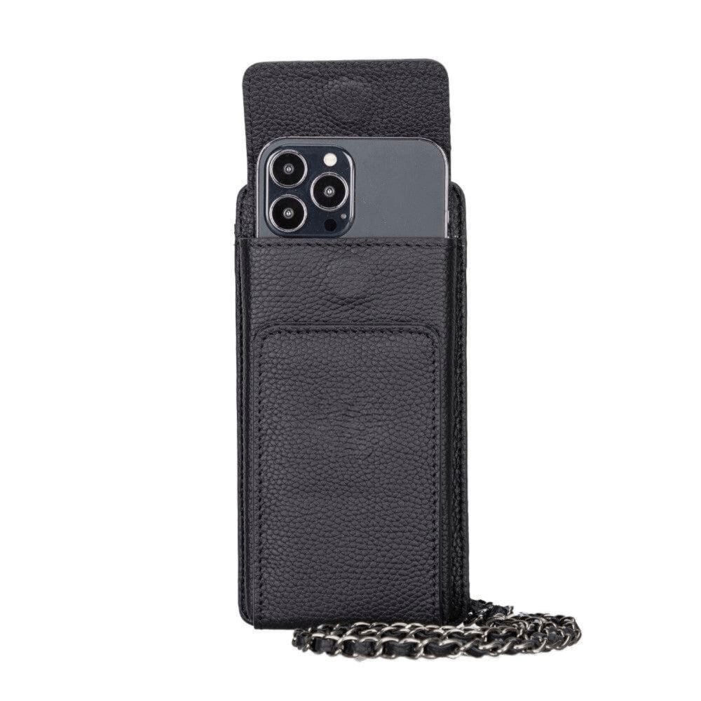 B2B - Avjin Crossbody Leather Bag Compatible with Phones up to 6.9" Black Bouletta B2B