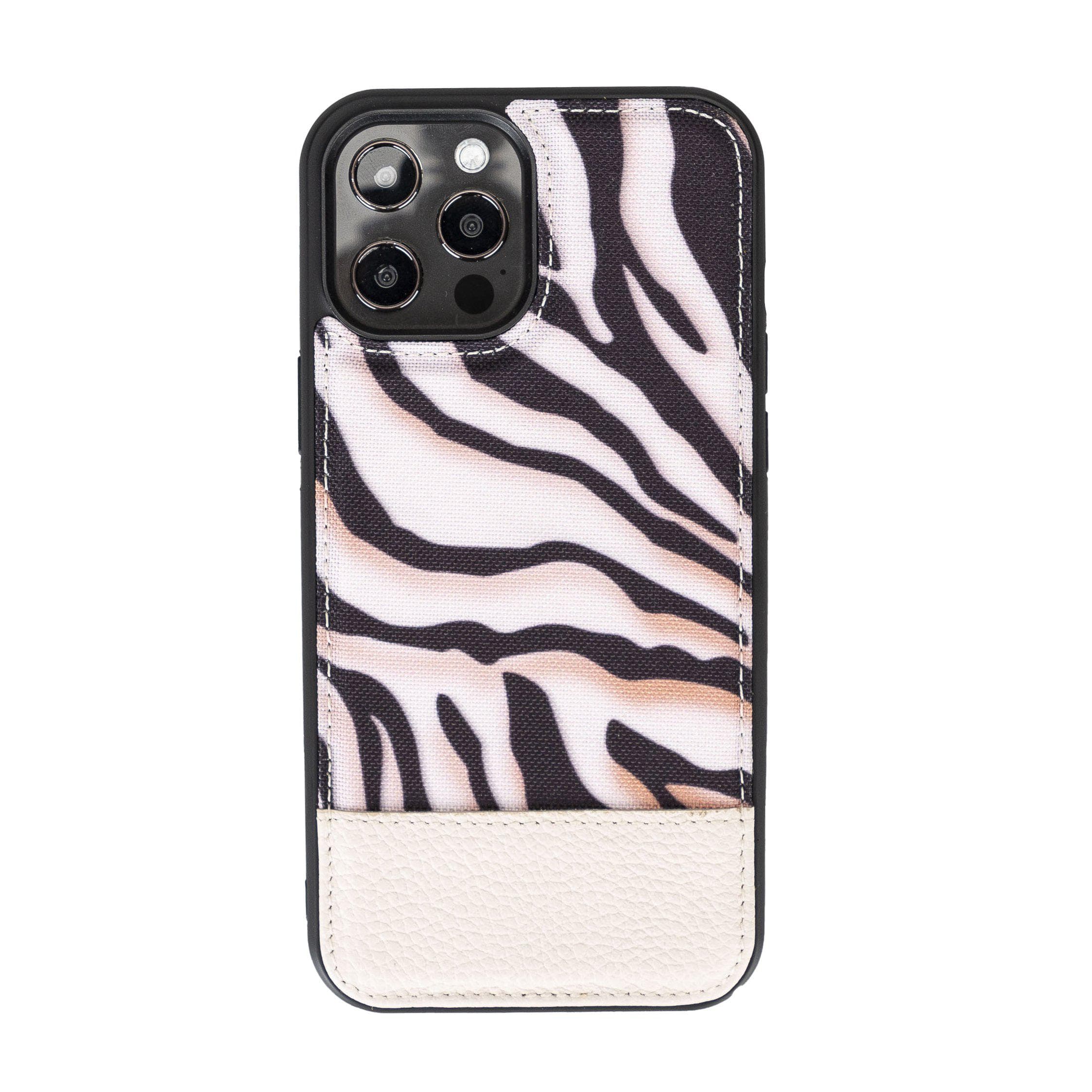 B2B - Flex Cover Back iPhone 12/Pro 6.1” Leather Case Zebra Bouletta B2B