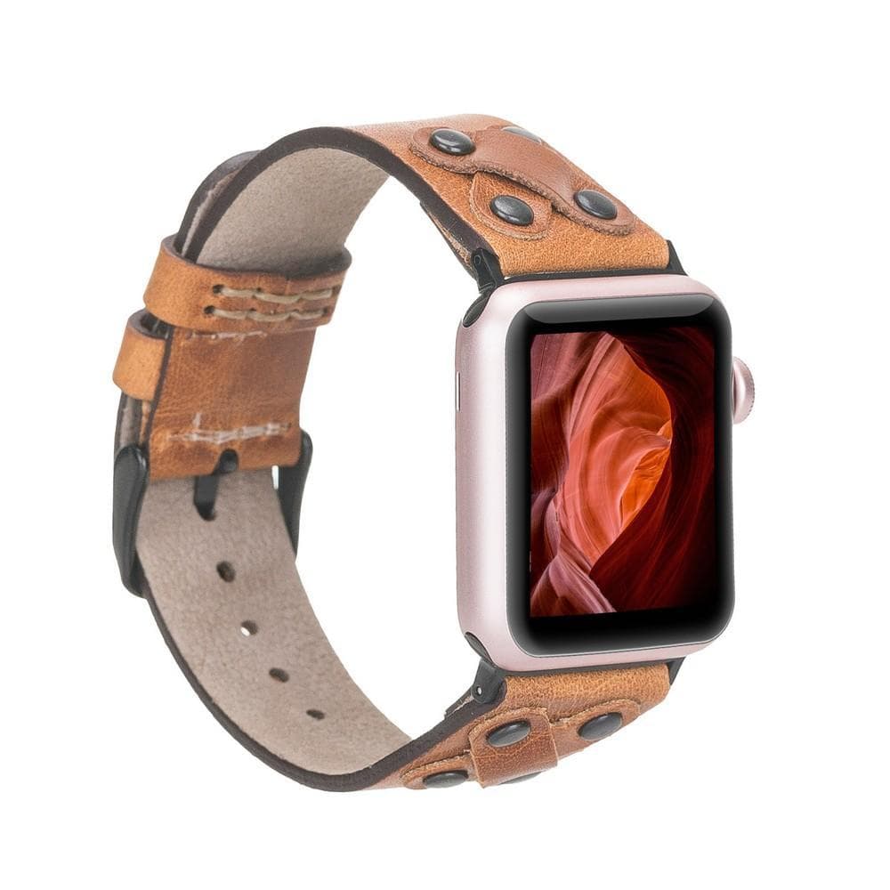 B2B - Leather Apple Watch Bands / Cross Style with Black Trok V18 Bouletta B2B