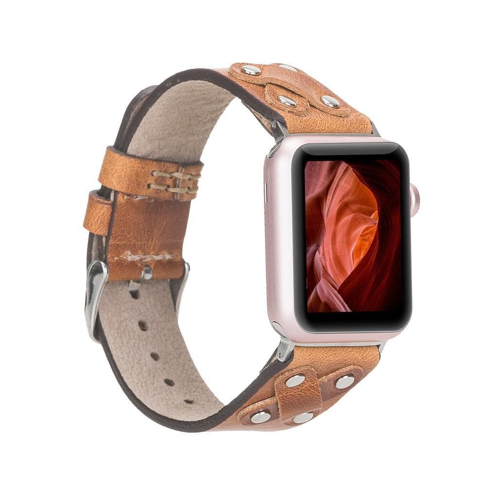 B2B - Leather Apple Watch Bands / Cross Style with Silver Trok V18 Bouletta B2B