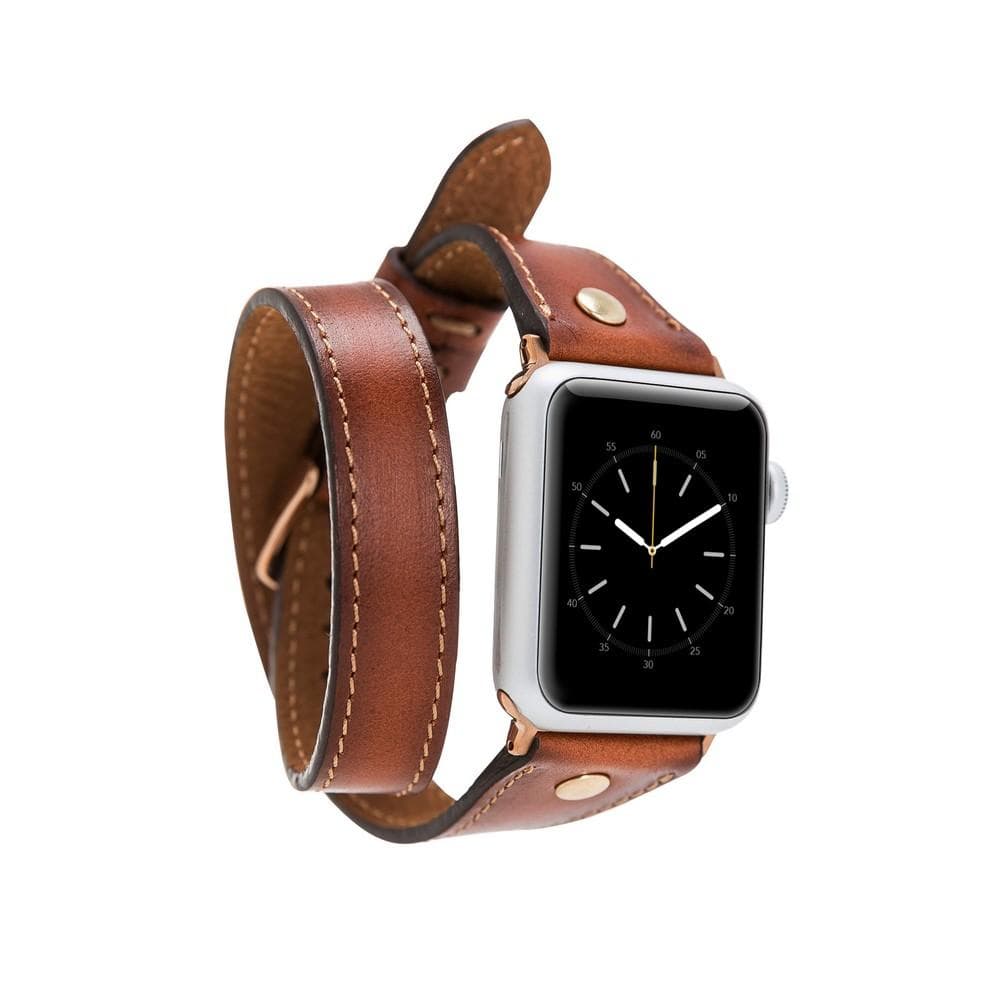 B2B - Leather Apple Watch Bands - DTS Double Tour Slim Hector Gold Trok Style RST2EF Bouletta B2B