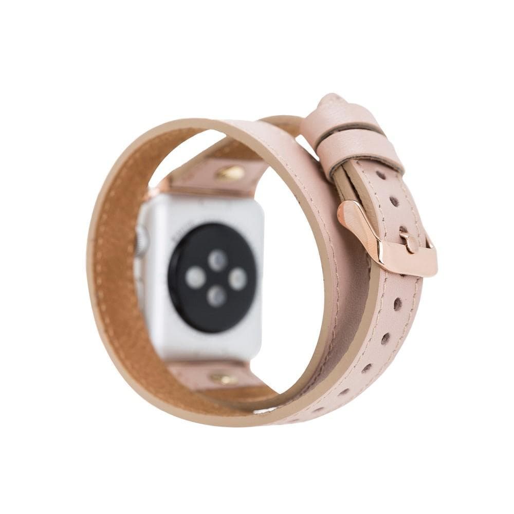 B2B - Leather Apple Watch Bands - DTS Double Tour Slim Hector Gold Trok Style Bouletta B2B