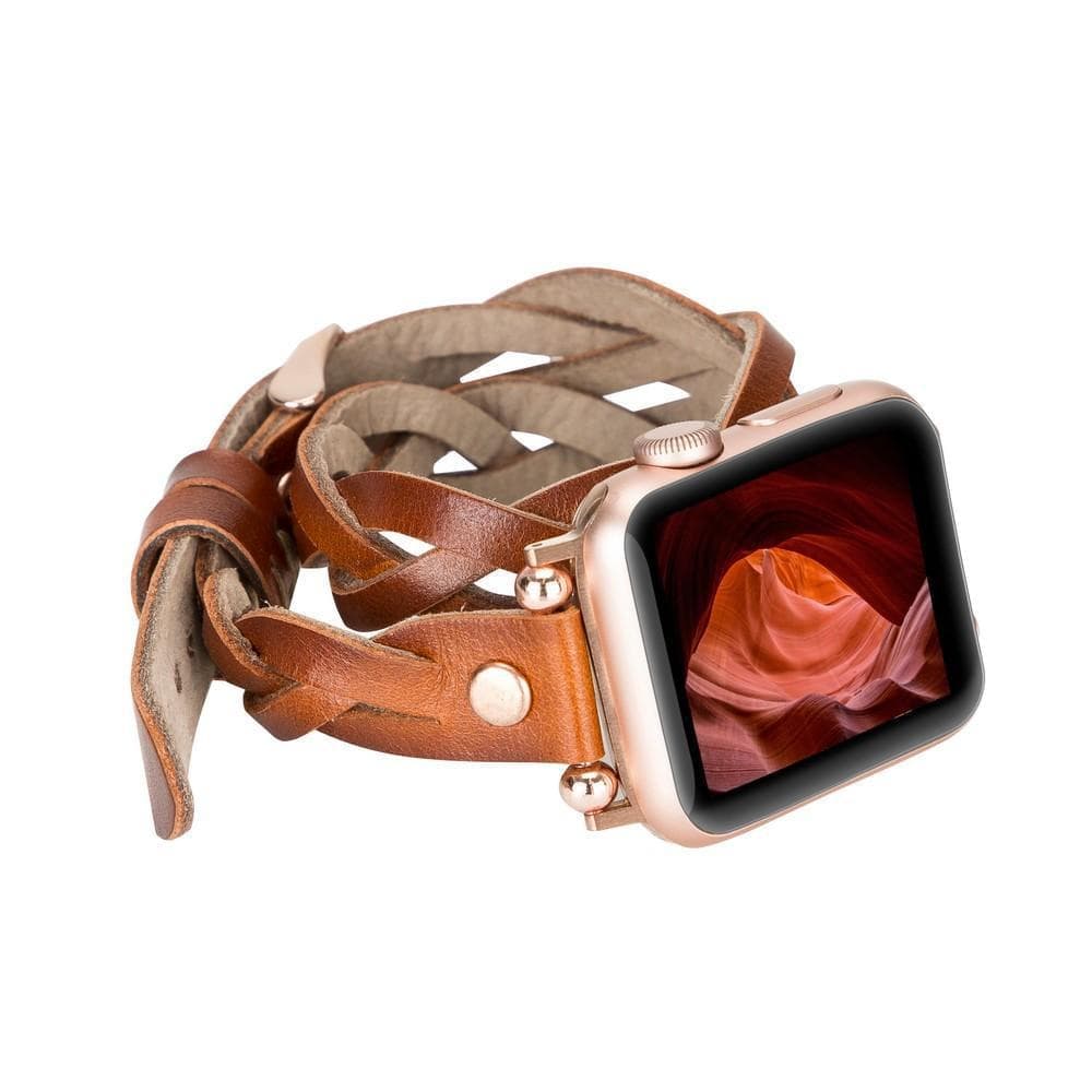 B2B - Leather Apple Watch Bands - Ferro Braided DT Peggy Rose Gold Trok Style RST2EF Bouletta B2B