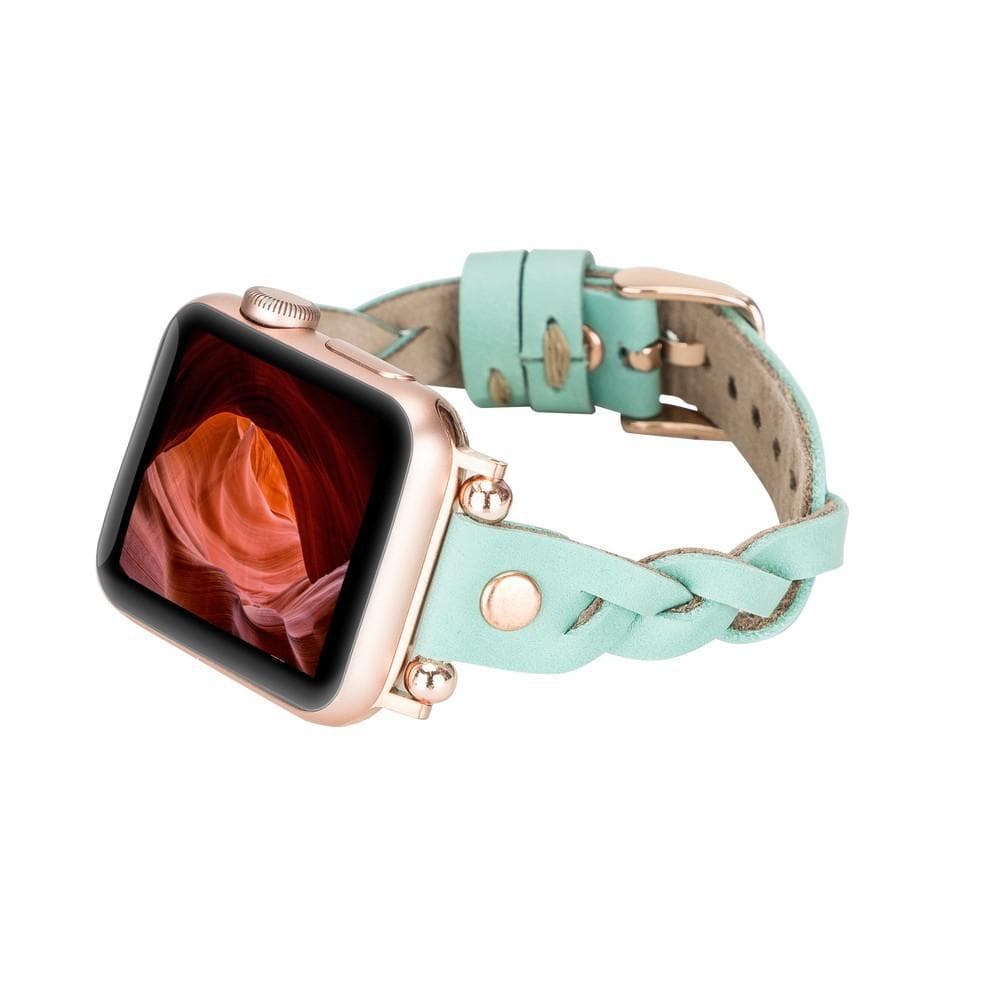 B2B - Leather Apple Watch Bands - Ferro Braided Wanda Rose Gold Trok Style Bouletta B2B
