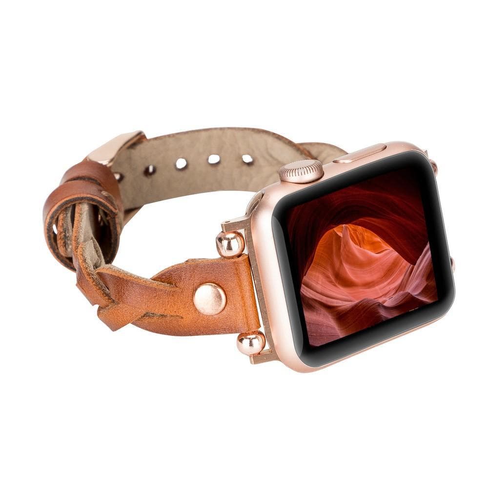 B2B - Leather Apple Watch Bands - Ferro Braided Wanda Rose Gold Trok Style RST2EF Bouletta B2B