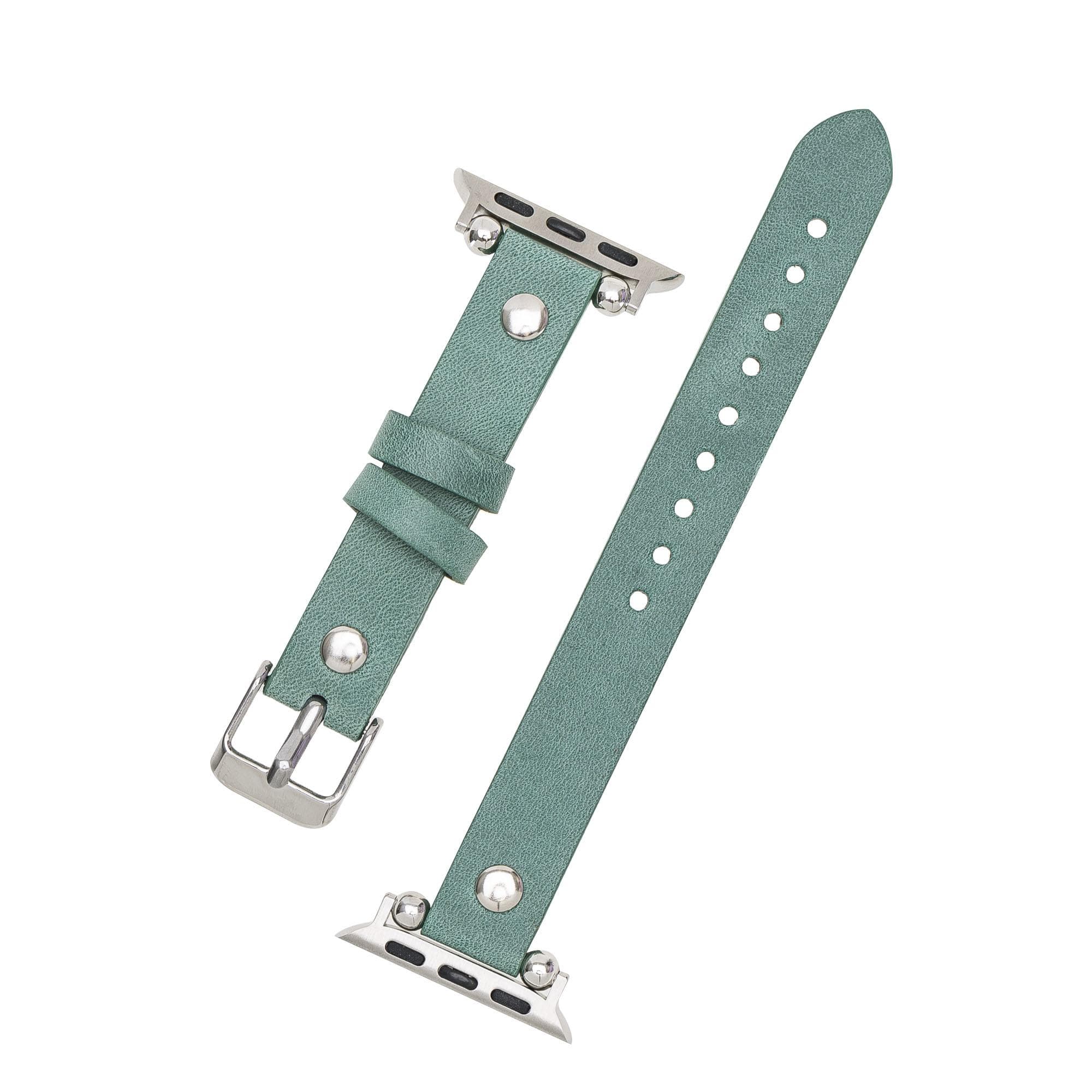 B2B - Leather Apple Watch Bands - Ferro Silver Trok Style Bouletta B2B