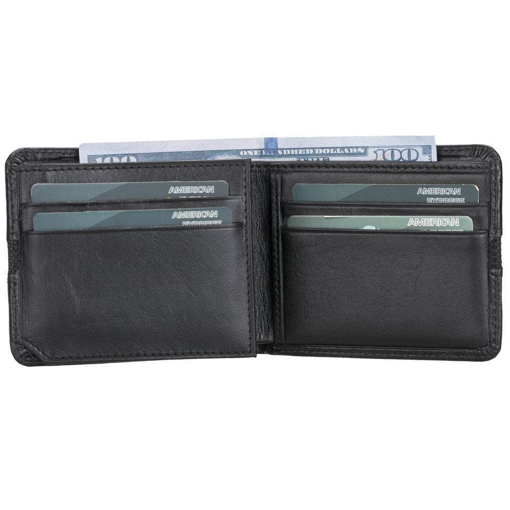 Benjamin Leather Wallet - Leather Card Holder Rustic Black Bouletta Shop