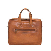 Thasos Leather Laptop Bag - Rustic Tan with Effect