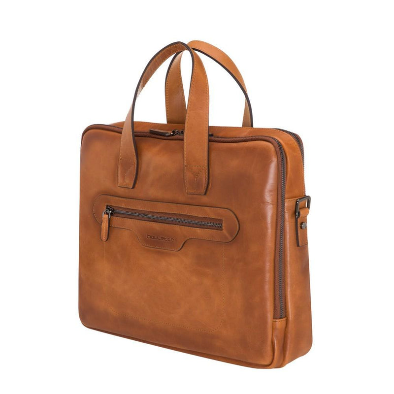 Thasos Leather Laptop Bag - Rustic Tan with Effect