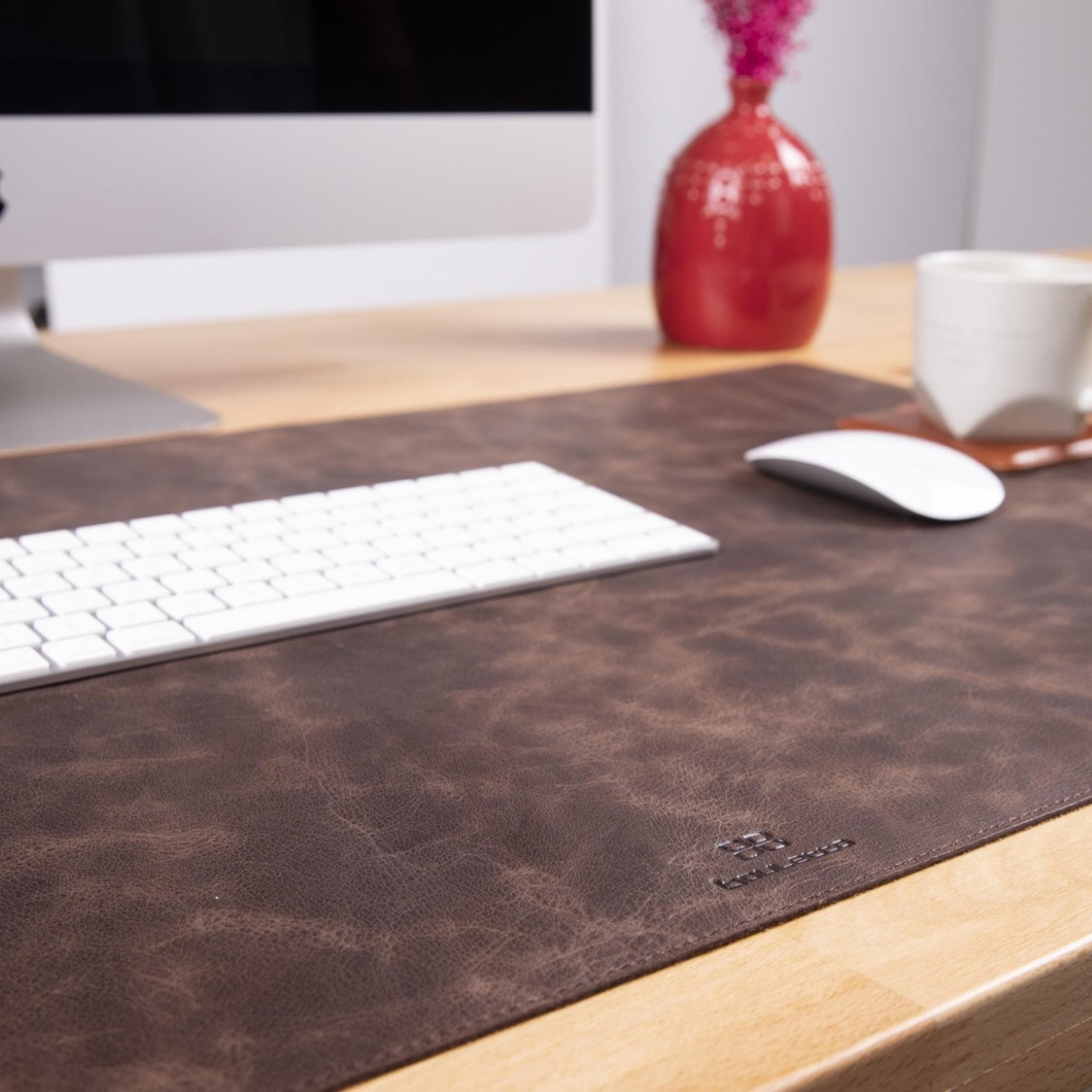 Recycled Vintage Leather Personalised Desk Mat By The British Belt