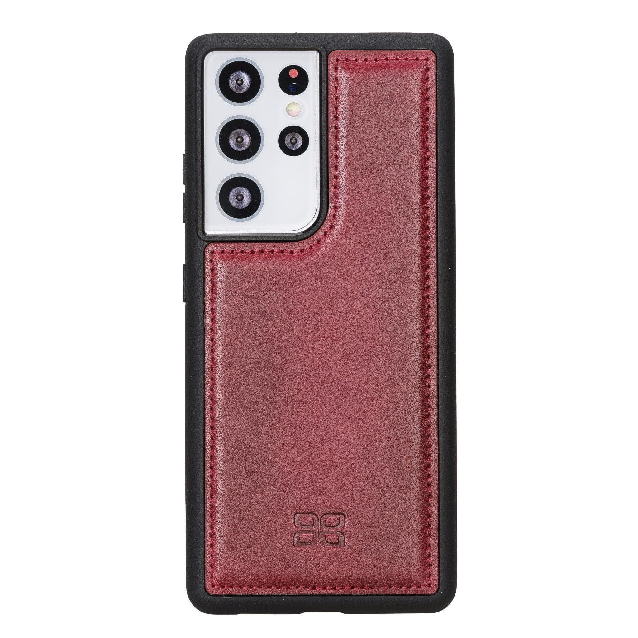Flex Cover Back Leather Cases for Samsung Galaxy S21 Series S21 Ultra / Red Bouletta LTD