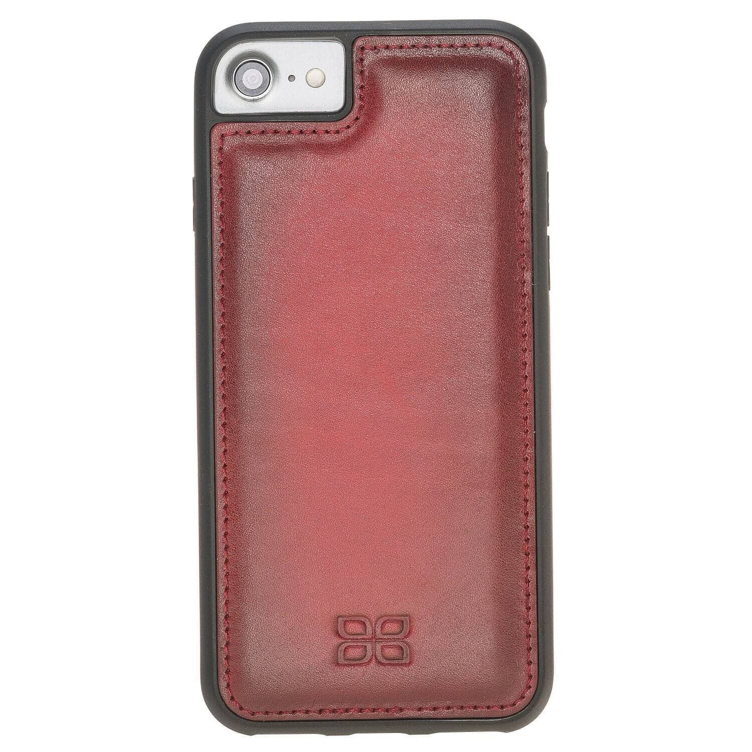 Flexible Genuine Leather Back Cover for Apple iPhone 7 Series iPhone 7 / Vegetal Red Bouletta
