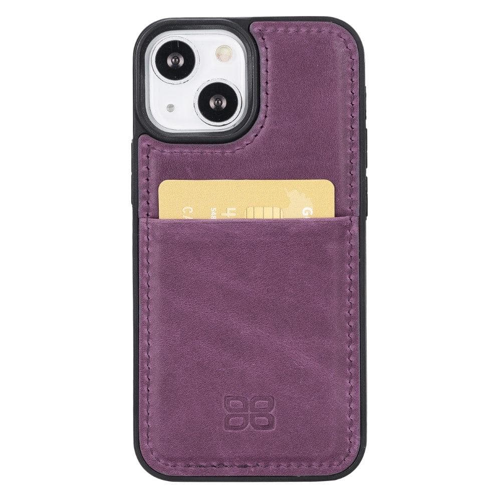 Flexible Leather Back Cover with Card Holder for iPhone 13 Series iPhone 13 Mini / Crazy Purple Bouletta LTD