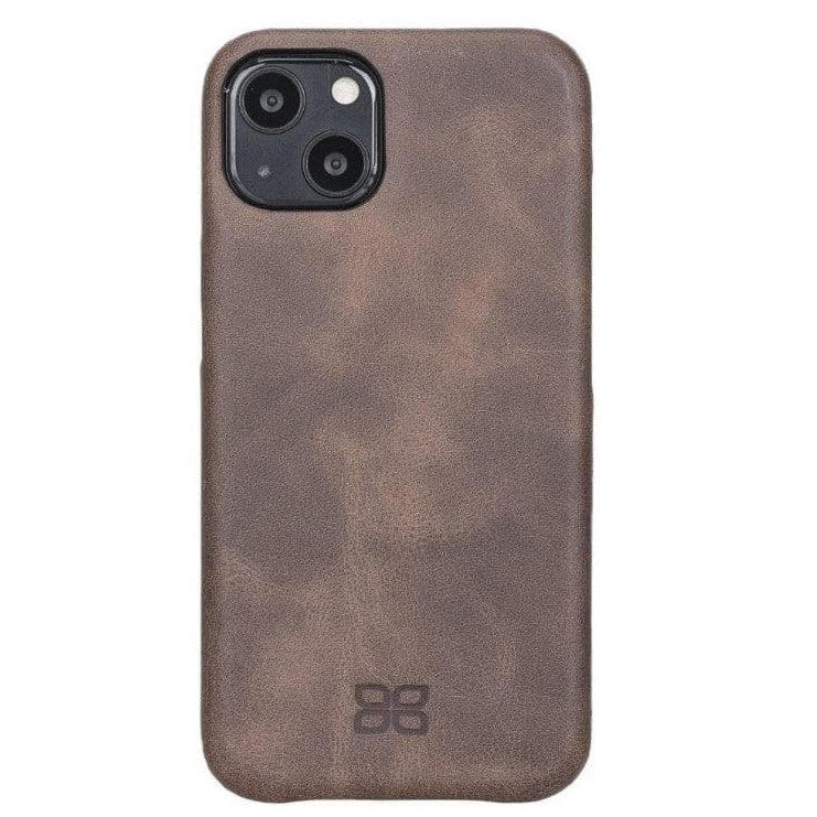 Full Leather Back Cover Case for Apple iPhone 12 Series iPhone 12 / Dark Brown Bouletta LTD