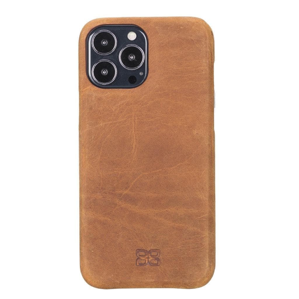 Full Leather Coating Back Cover for Apple iPhone 13 Series iPhone 13 Pro Max / Antic Tan Bouletta LTD