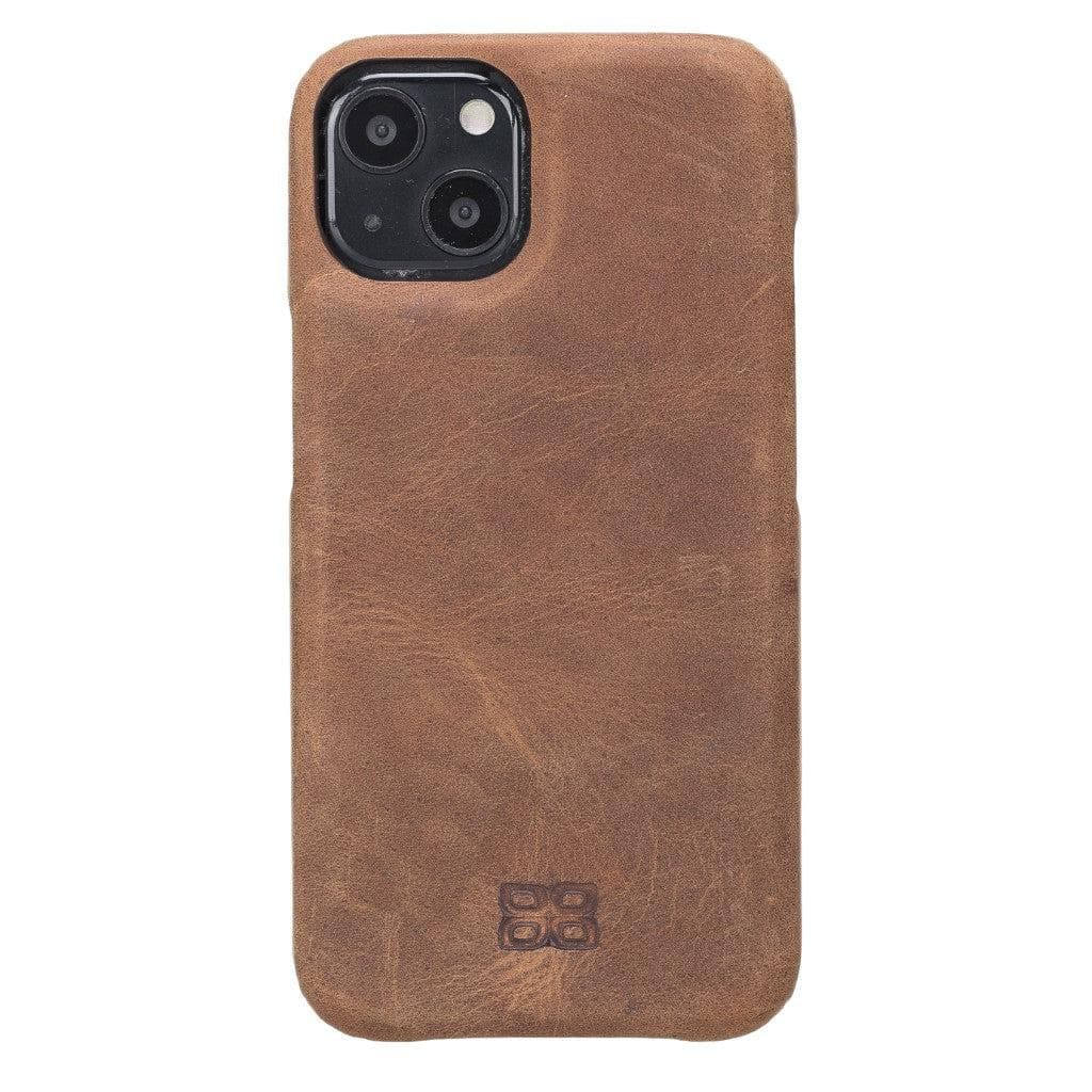 Full Leather Coating Back Cover for Apple iPhone 13 Series iPhone 13 / Antic Brown Bouletta LTD