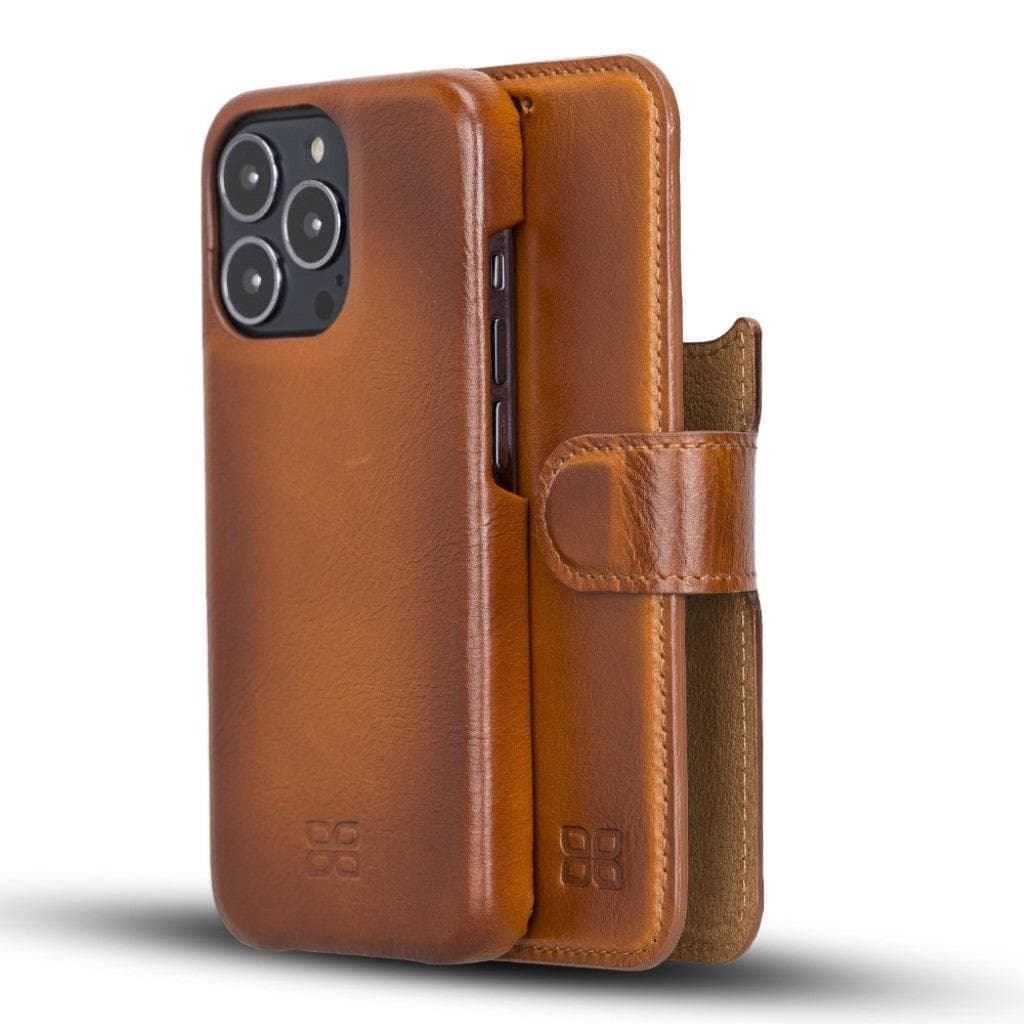 Full Leather Coating Detachable Wallet Case for Apple iPhone 13 Series iPhone 13 Pro Max / Tan Bouletta LTD