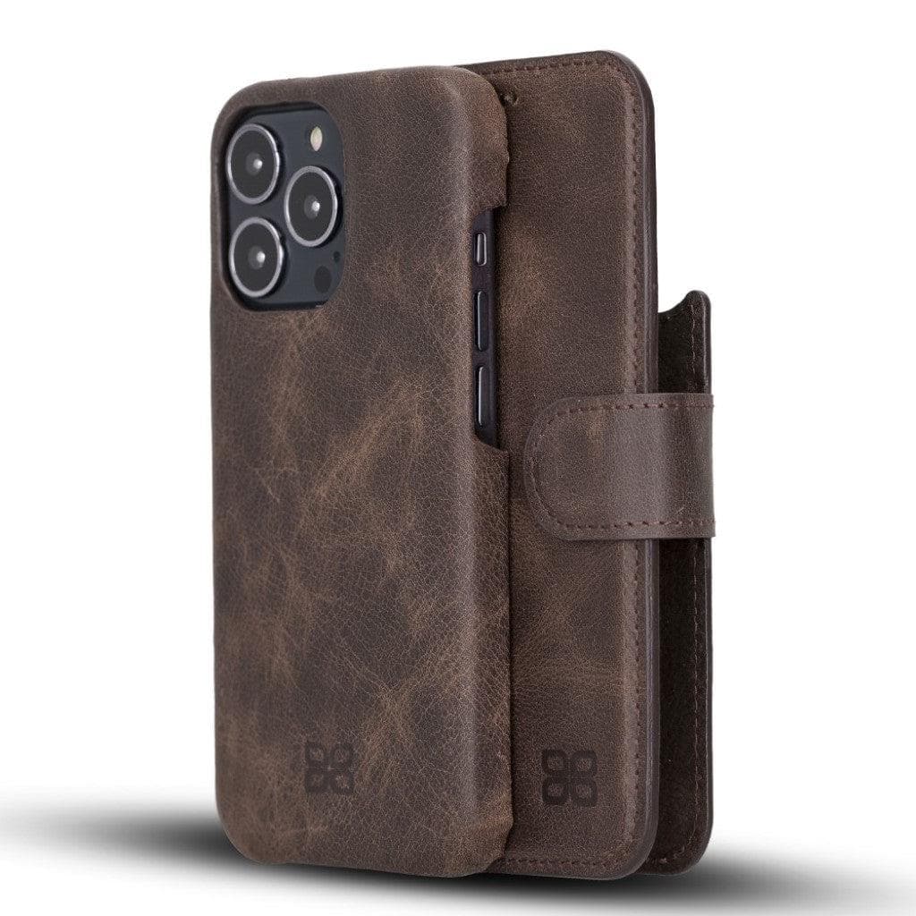 Genuine Leather iPhone 13 Case with Card Holder iPhone 13 Pro Promax Rfid Wallet iPhone 13 store Mini Folio Case Magnetic Detachable Leather Cover