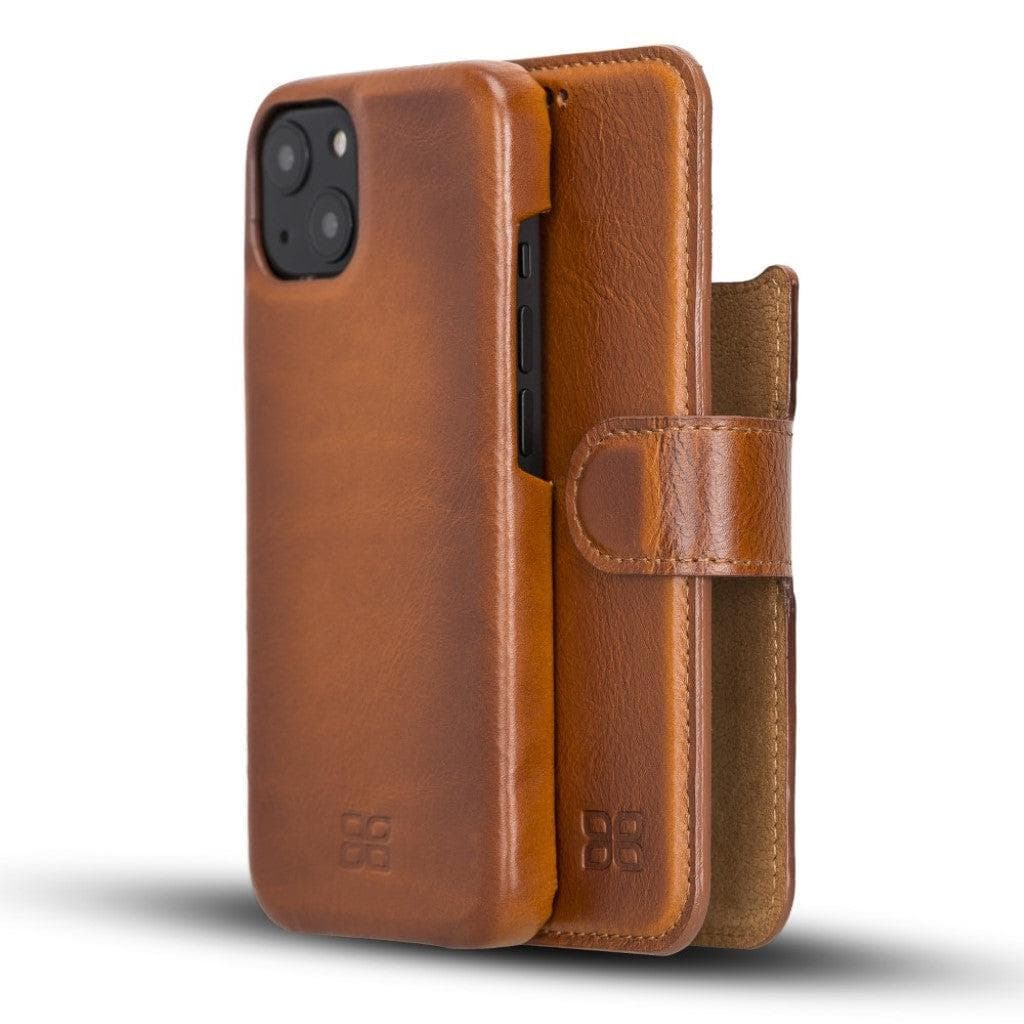 Full Leather Coating Detachable Wallet Case for Apple iPhone 13 Series iPhone 13 / Tan Bouletta LTD