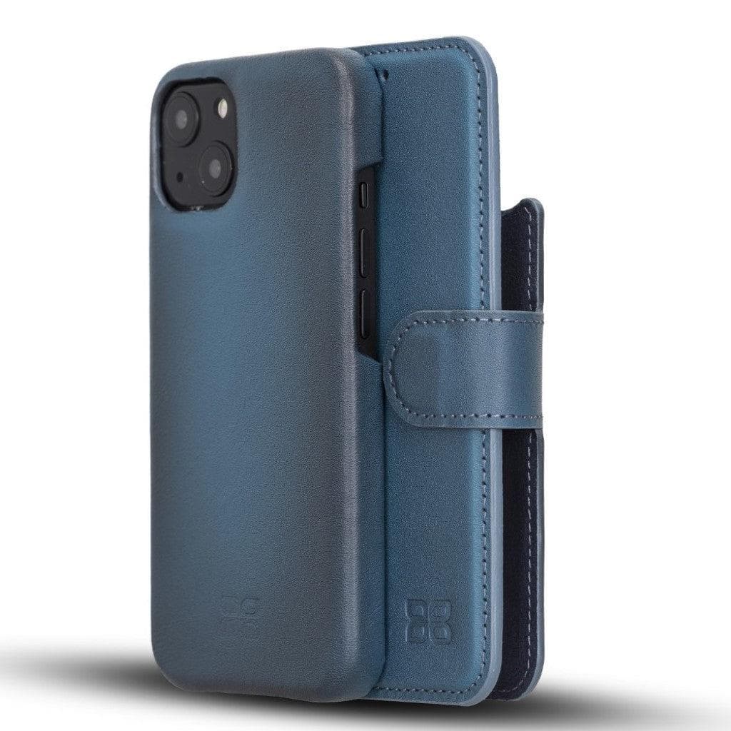 Full Leather Coating Detachable Wallet Case for Apple iPhone 13 Series iPhone 13 / Blue Bouletta LTD