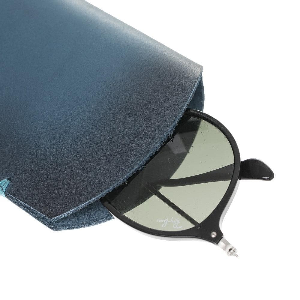 Leather Glasses Case Blue Bouletta