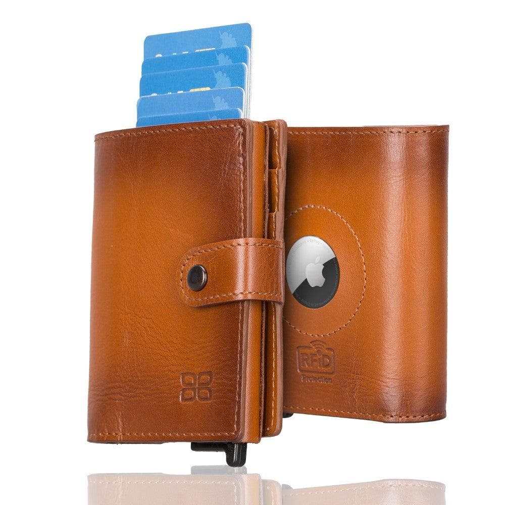 Leather Palertag Zip Mechanical Card Holder Tan Bouletta B2B