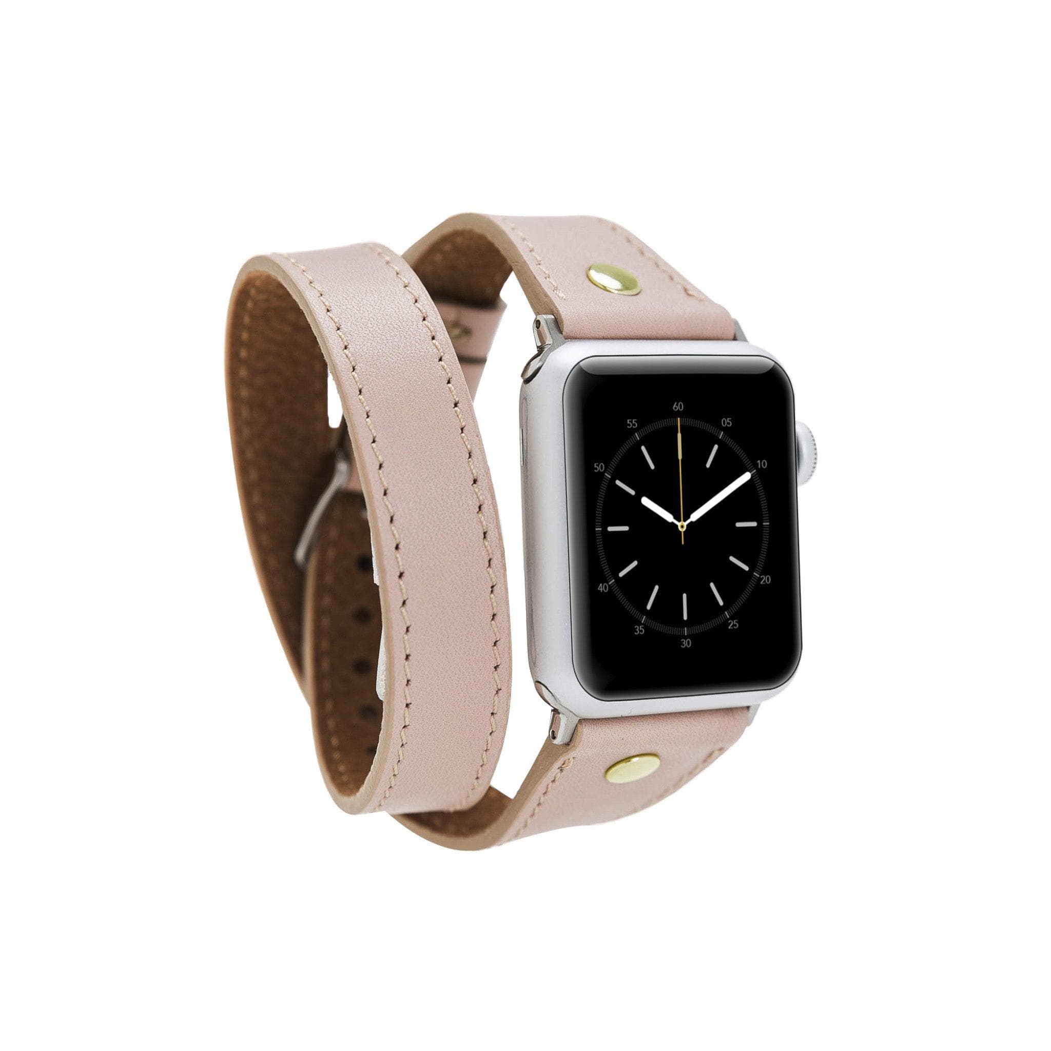 Leeds Double Tour Slim with Gold Bead Apple Watch Leather Straps Bouletta LTD