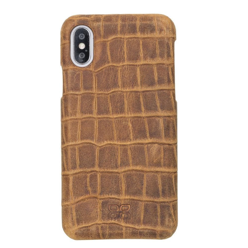 Apple iPhone X and iPhone XS Full Covered Genuine Leather Case Dragon Tan Bouletta LTD