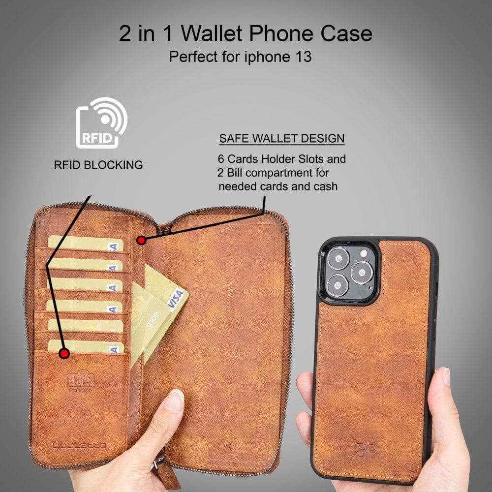 Cardholder Case for iPhone 13 Pro in Genuine Python - Borsalino Brown /  Steel 316
