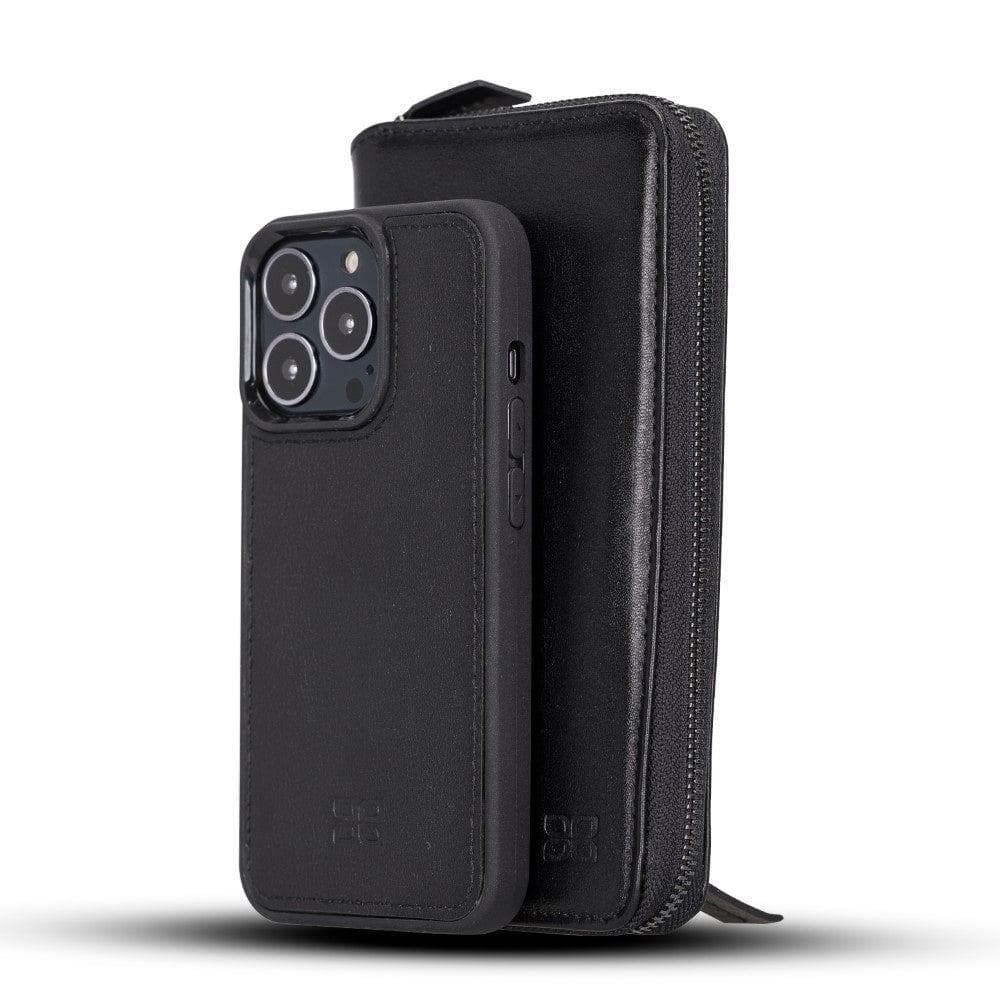 Detachable Leather Zipper Wallet Cases for Apple iPhone 13 Series iPhone 13 Pro 6.1" / Black Bouletta LTD