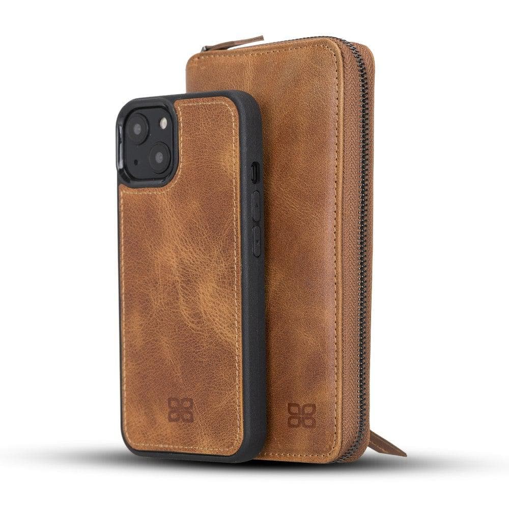 Apple iPhone 13 Pro Max Pouch Magnetic Detachable Leather Wallet Tan