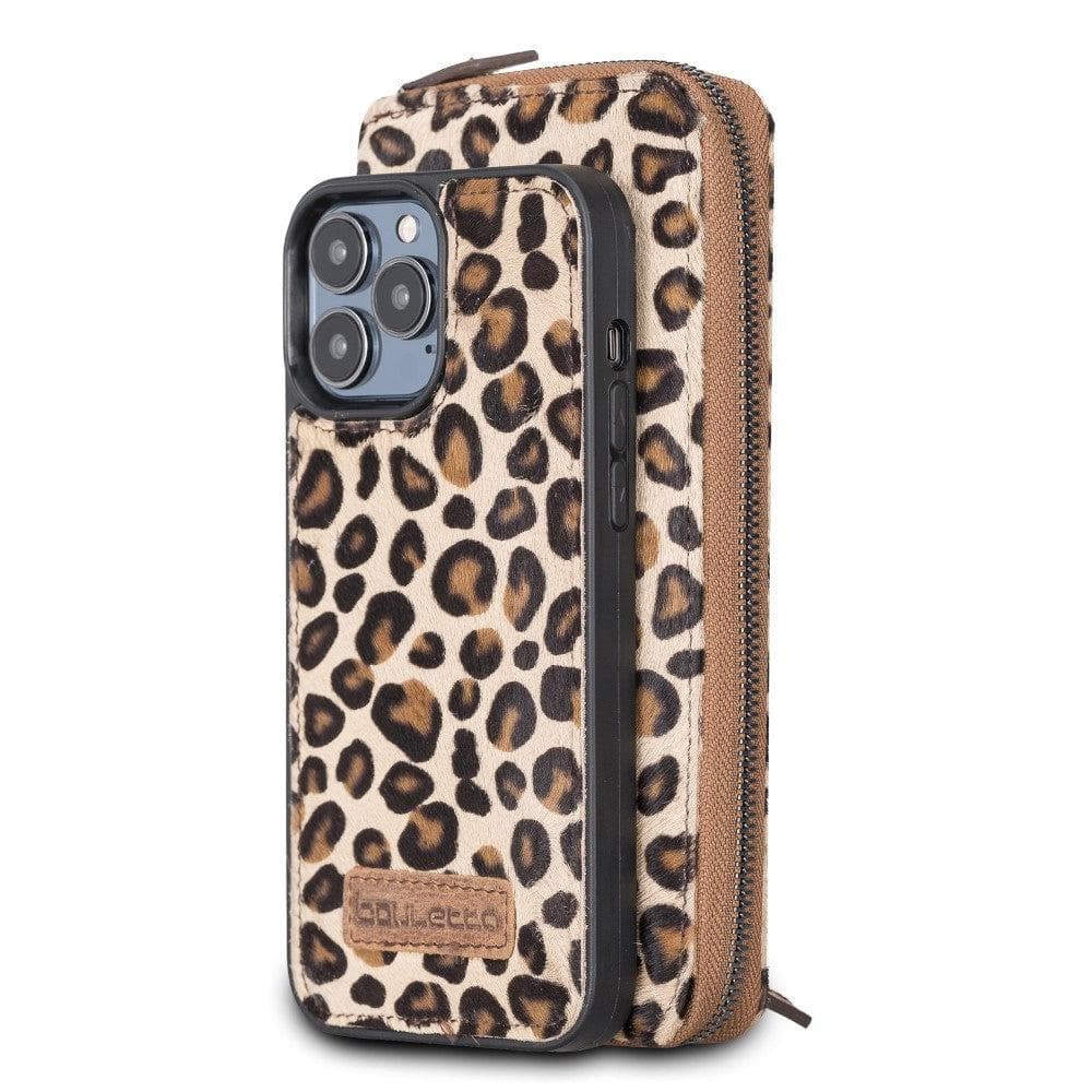 Detachable Leather Zipper Wallet Cases for Apple iPhone 13 Series iPhone 13 Pro Max 6.7" / Leopard Bouletta LTD