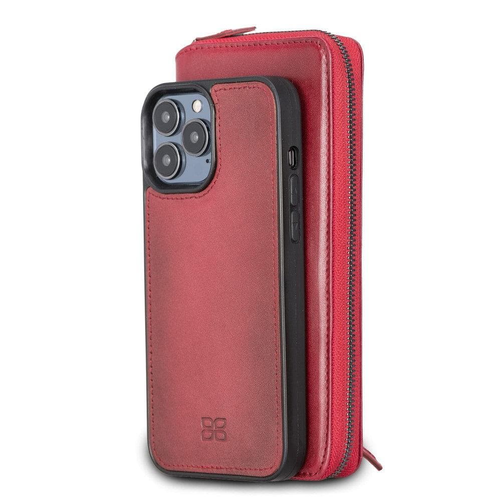 Detachable Leather Zipper Wallet Cases for Apple iPhone 13 Series iPhone 13 Pro Max 6.7" / Red Bouletta LTD
