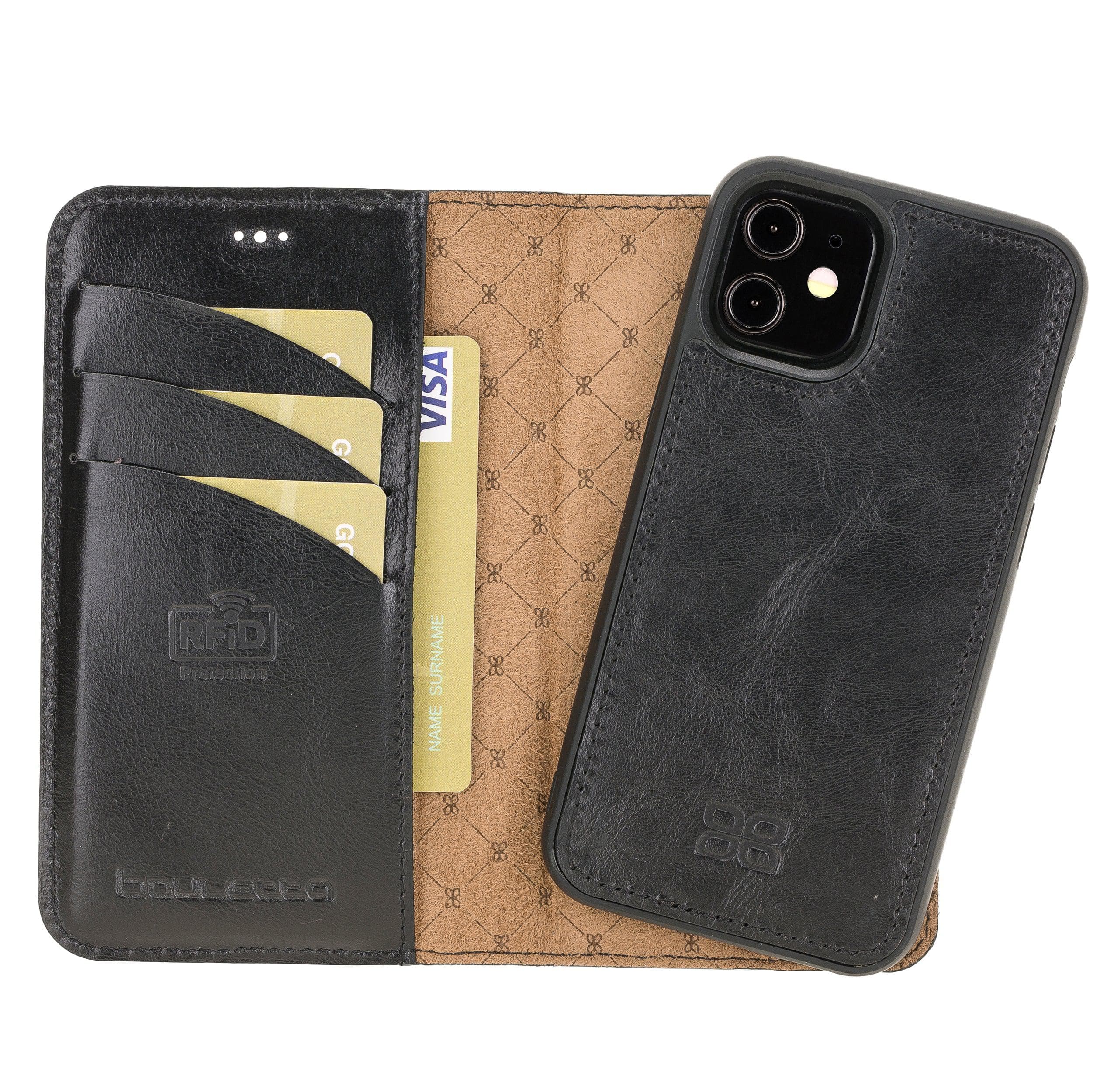 Detachable Leather Wallet Cases for Apple iPhone 12 Series iPhone 12 Mini / Black Bouletta LTD