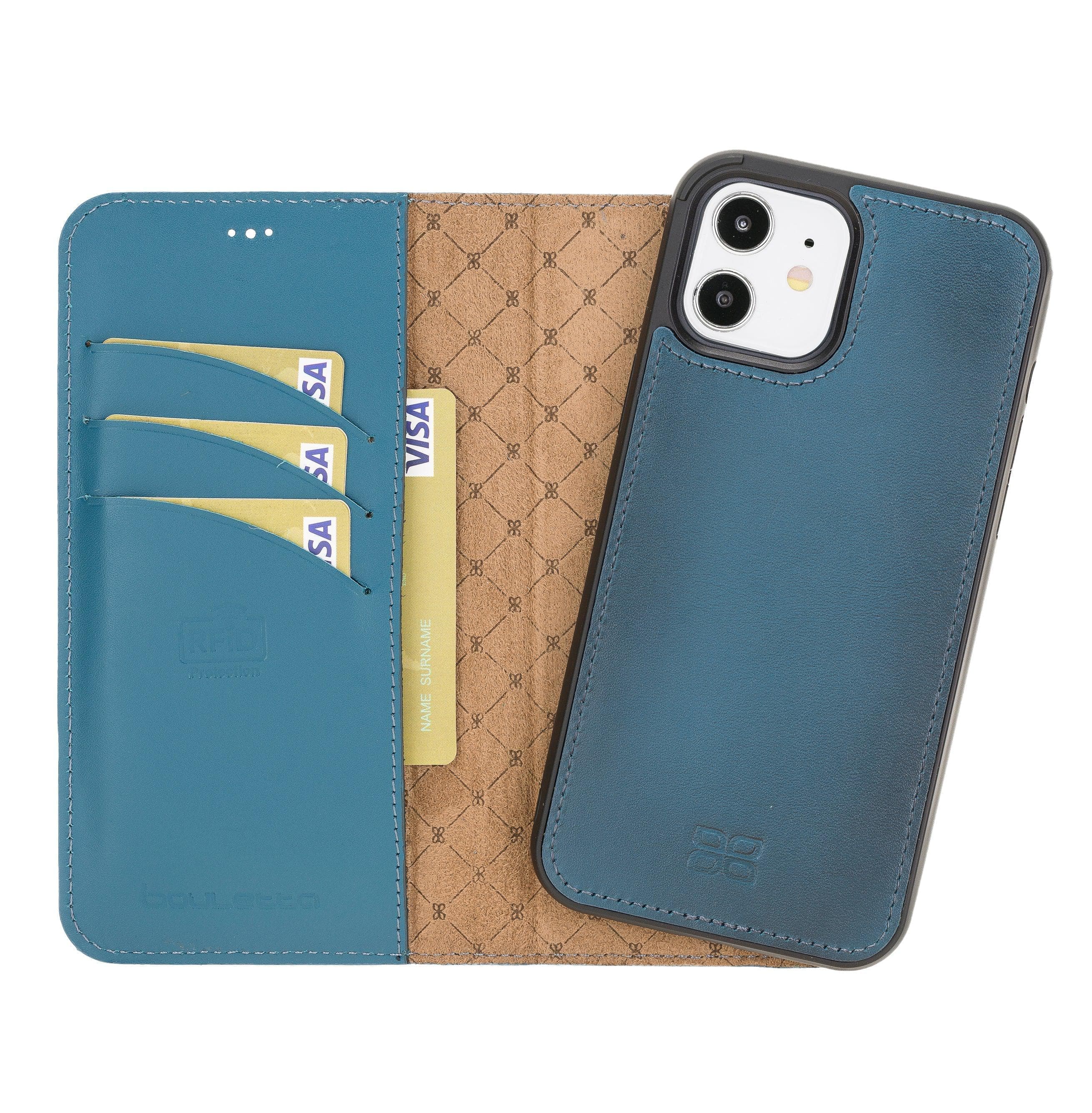 Detachable Leather Wallet Cases for Apple iPhone 12 Series iPhone 12 Pro - iPhone 12 / Blue Bouletta LTD